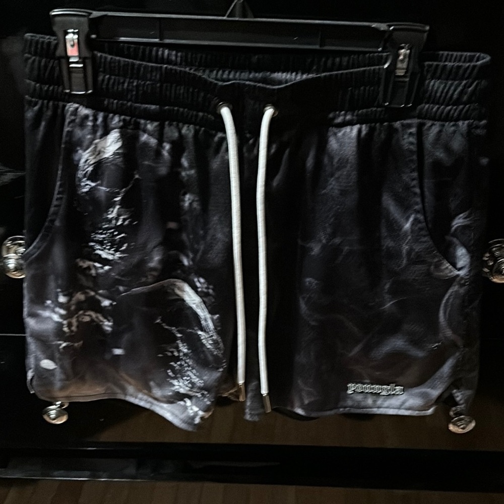 Youngla Black and Gray Graphic Shorts